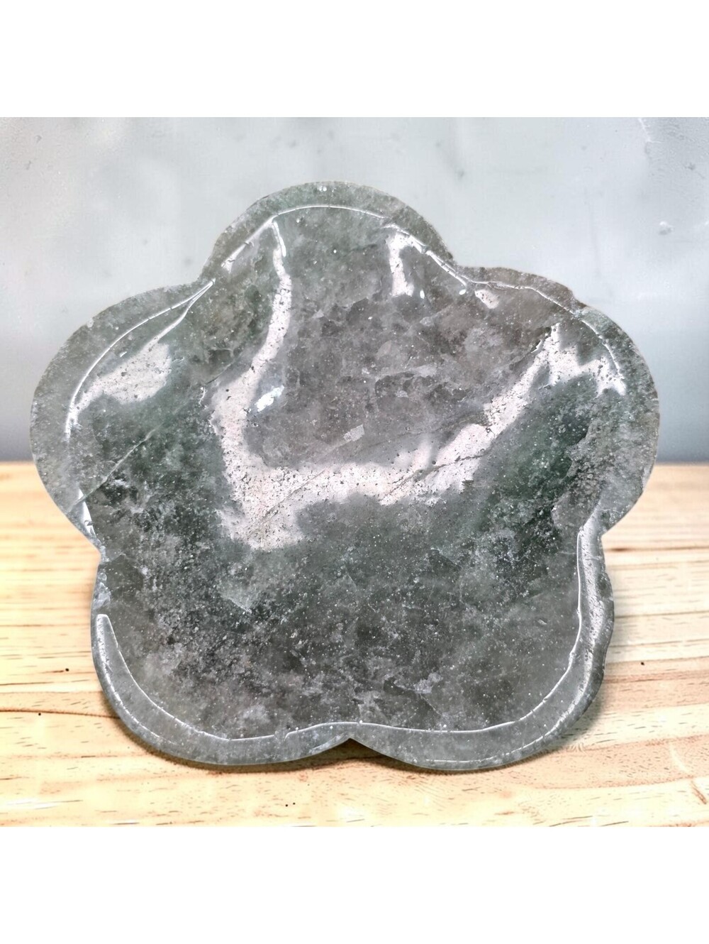 A024. Strawberry Quartz Flower Natural Crystal Bowl Dish 4"
